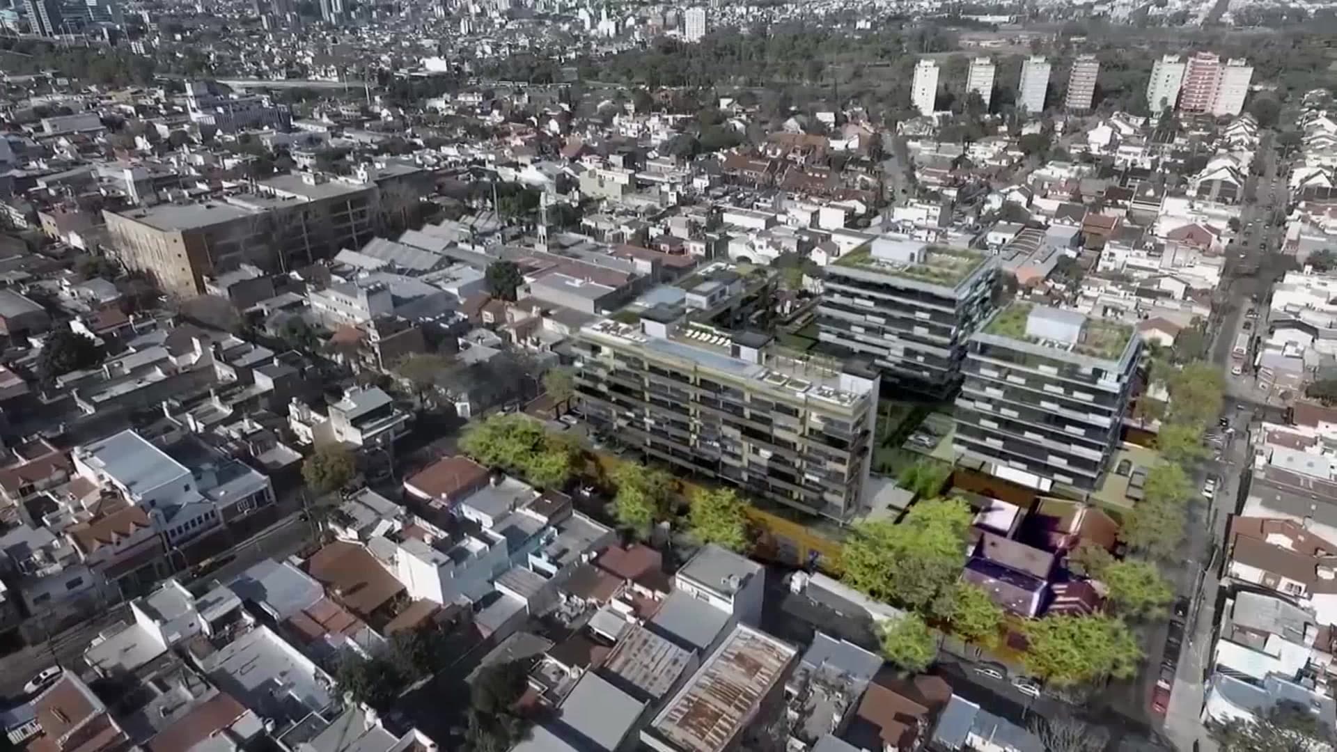 Vista aérea del proyecto Campus Norte en Villa Martelli